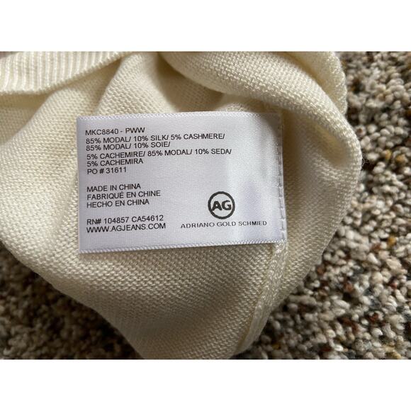 AG Adriano Goldschmied sz S SWEATER Light-weight BOW V-neck w/ Silk/Cashmere B25 - Picture 5 of 9